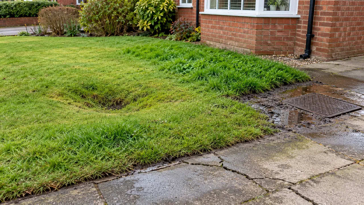Sunken garden paving and settlement over underground drainage